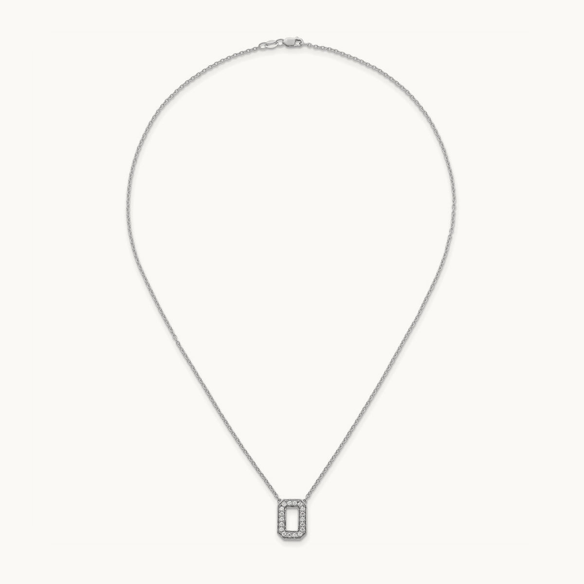 Initial Necklace — 14K White Gold, O, 1/3 ct