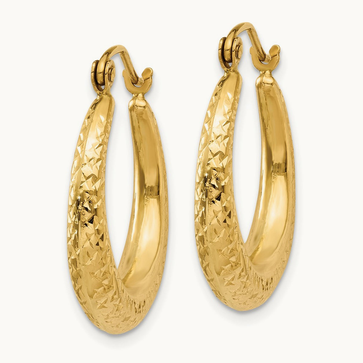 Diamond Cut Hollow Hoop Earrings — 14K Yellow Gold