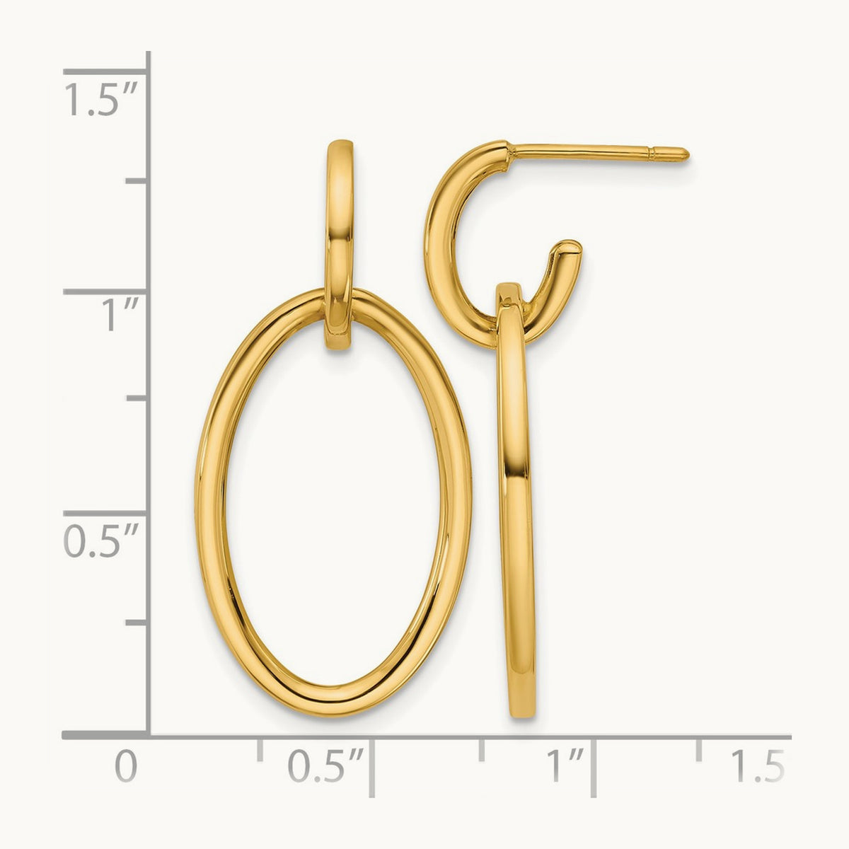 Polished Fancy Oval Link Post Dangle Earrings, 14K — Leslie's