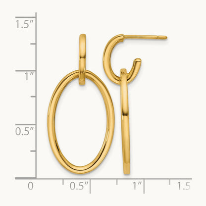 Polished Fancy Oval Link Post Dangle Earrings, 14K — Leslie's