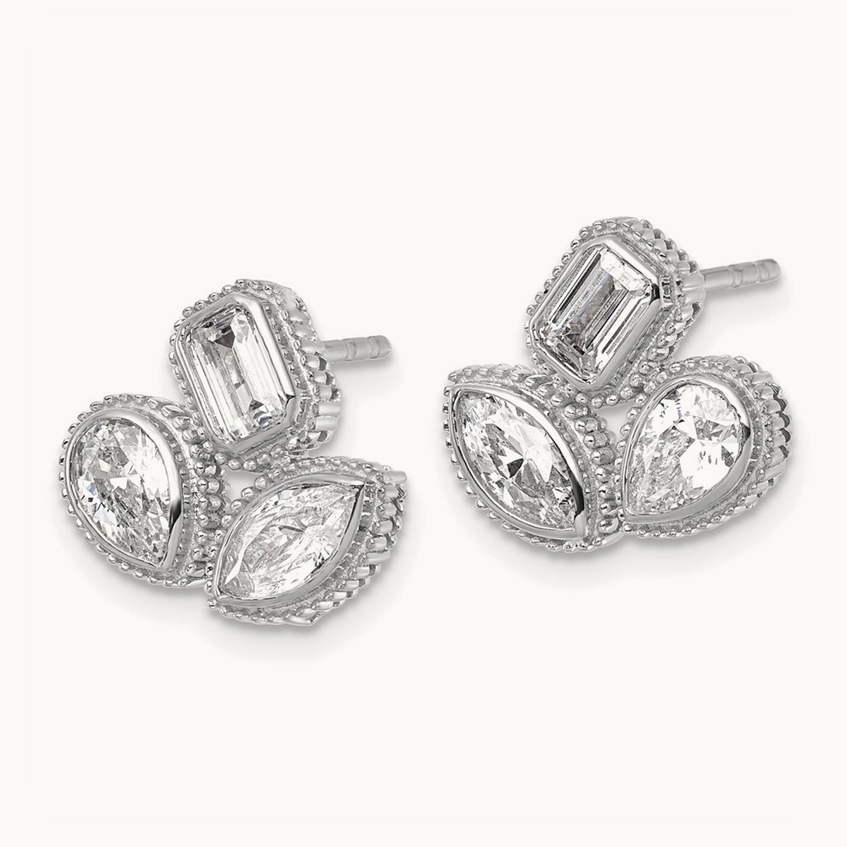 Emerald Pear & Marquise 3Stone Earrings, 2.00 ct tw Lab-Grown Diamond