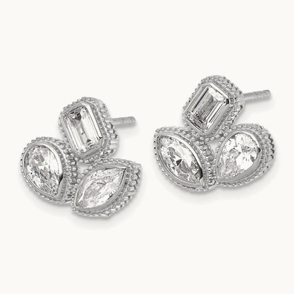 Emerald Pear & Marquise 3Stone Earrings, 2.00 ct tw Lab-Grown Diamond
