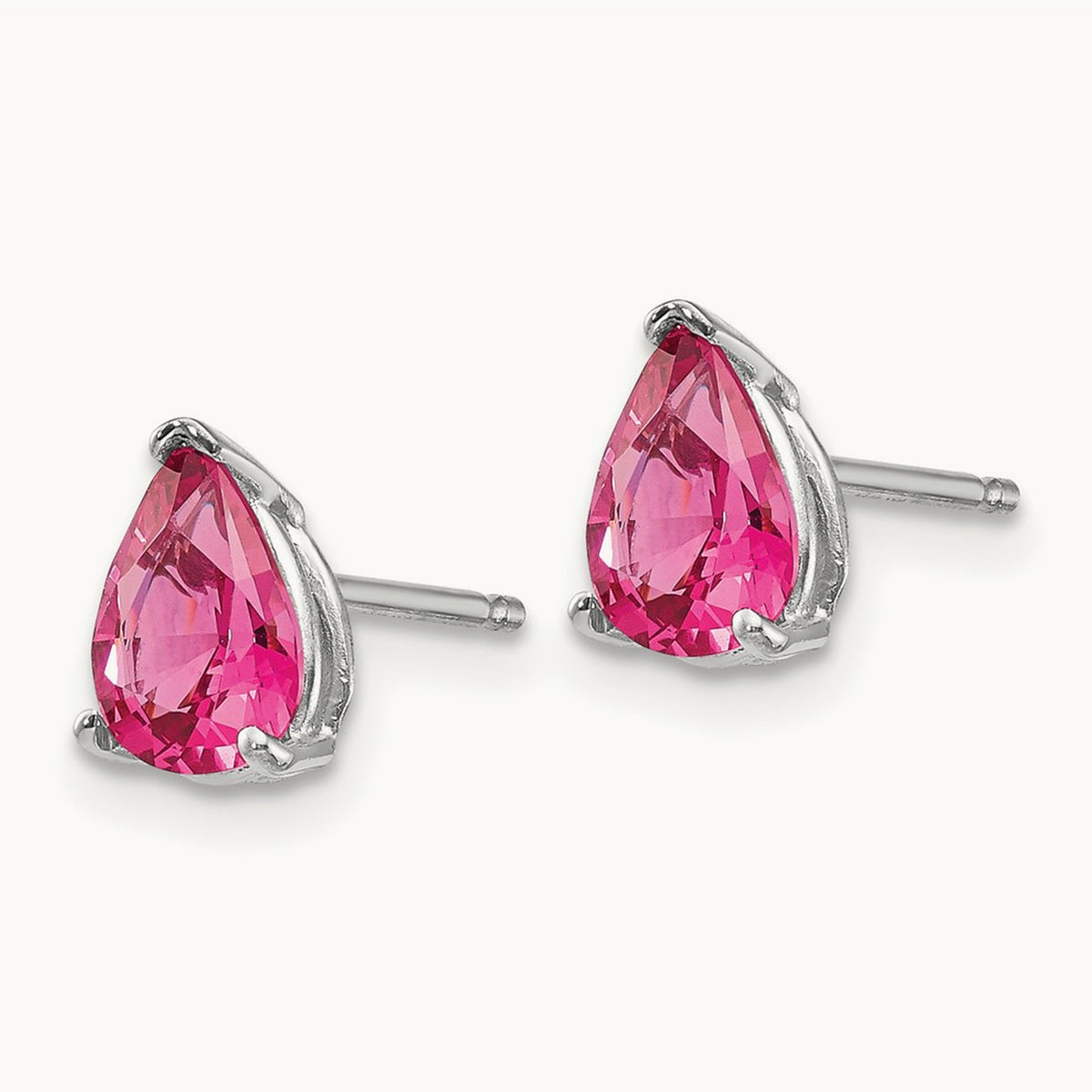 Pink Spinel Earrings, 14K White Gold