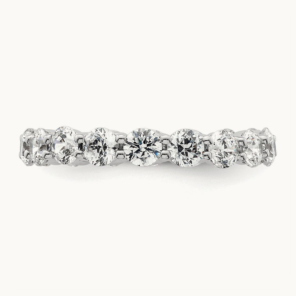 Polished Shared Prong Diamond Eternity Band, 2.00 ct tw — 14K White Gold