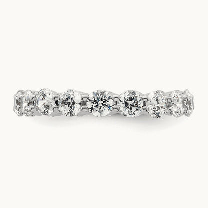 Polished Shared Prong Diamond Eternity Band, 2.00 ct tw — 14K White Gold