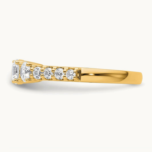 Round 3 Stone Engagement Ring, 1.00-5.00 ct tw Lab-Grown Diamond — 1 ct, 14K Yellow Gold