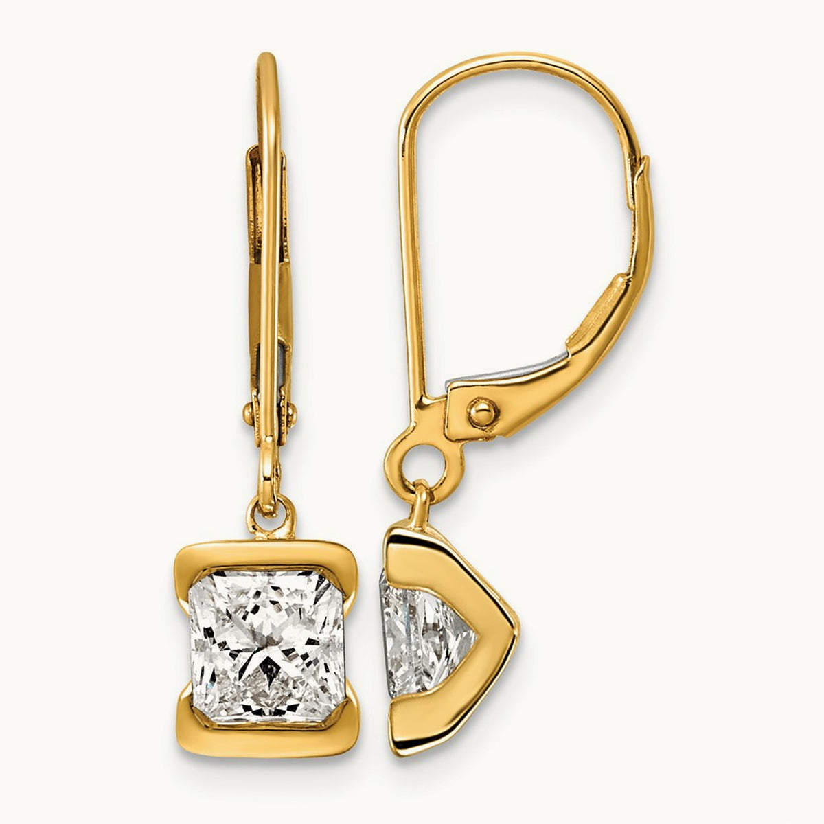 Princess Leverback Earrings, 2.00 ct tw Lab-Grown Diamond