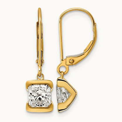 Princess Leverback Earrings, 2.00 ct tw Lab-Grown Diamond