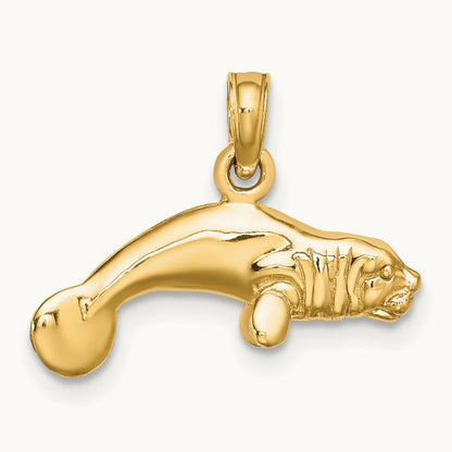 3-D Polished Swimming Manatee Charm — photo set