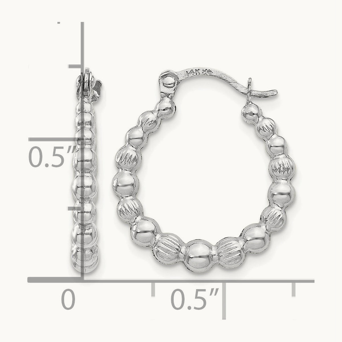 Beaded Hoop Earrings — 14K White Gold