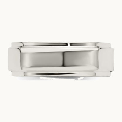 Sterling Silver 7mm Flat with Step Edge Band