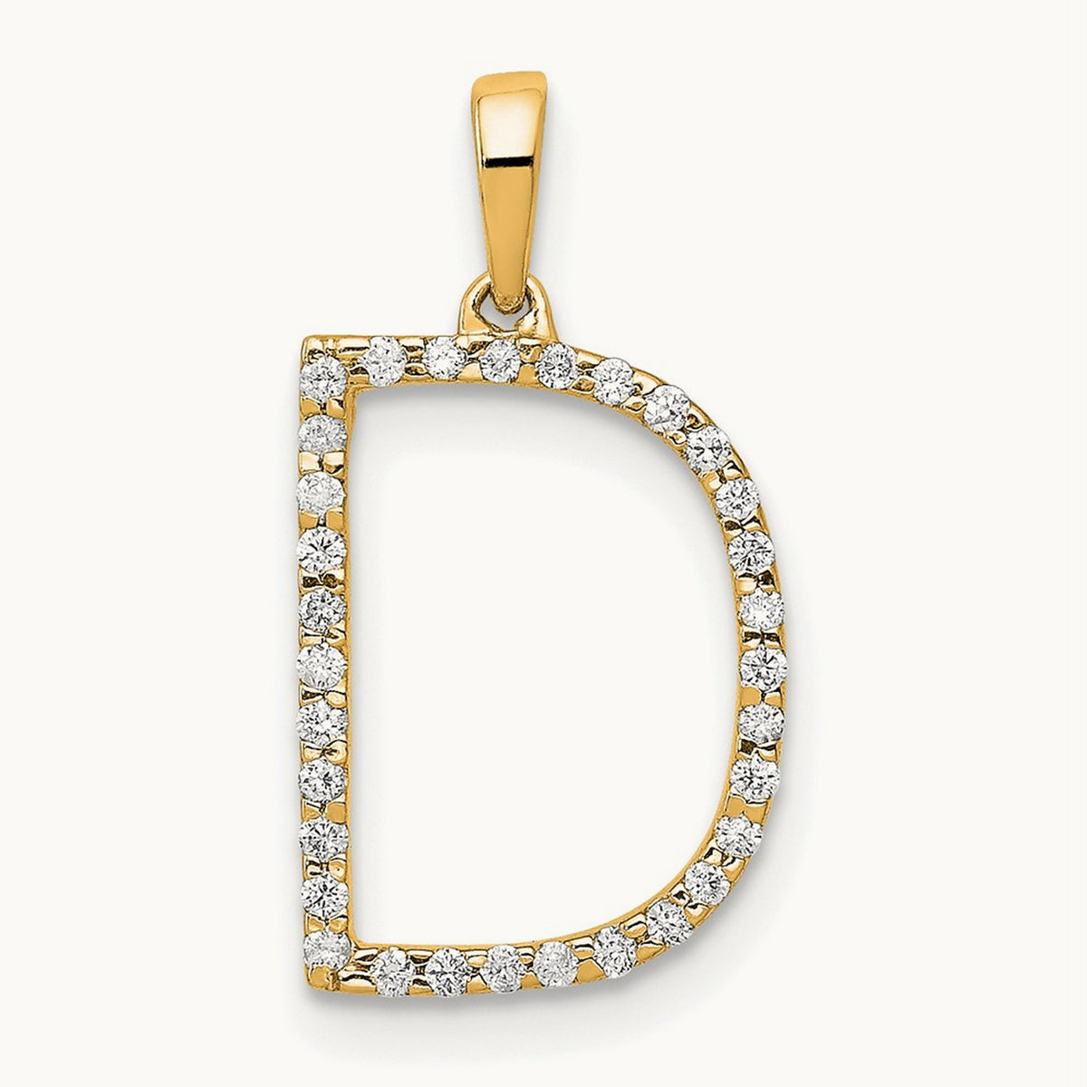Diamond Letter D Initial Pendant, 14K