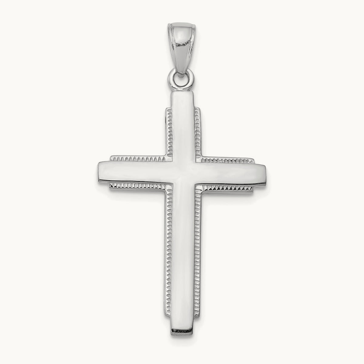Solid Cross Pendant — 14K White Gold