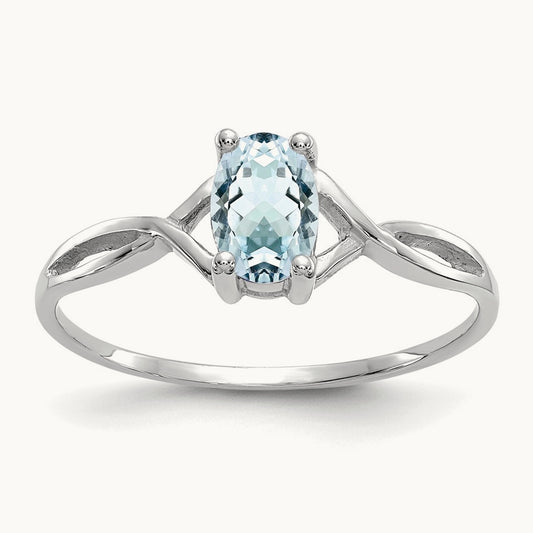 Aquamarine Birthstone Ring, 14K White Gold