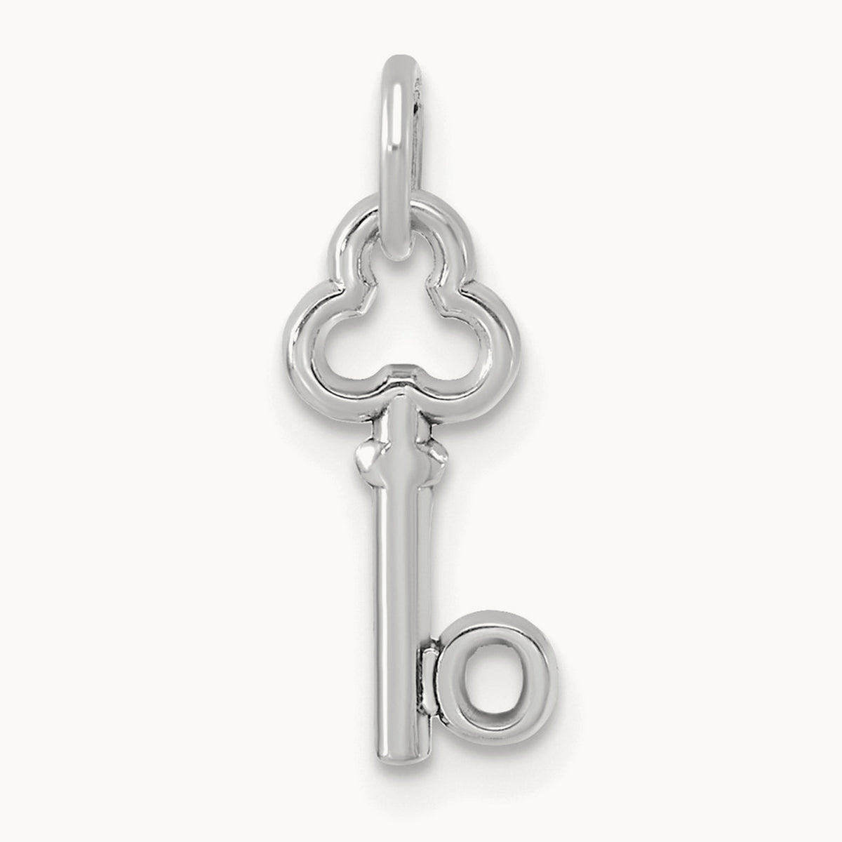 Key Initial Charm — 14K White Gold, O