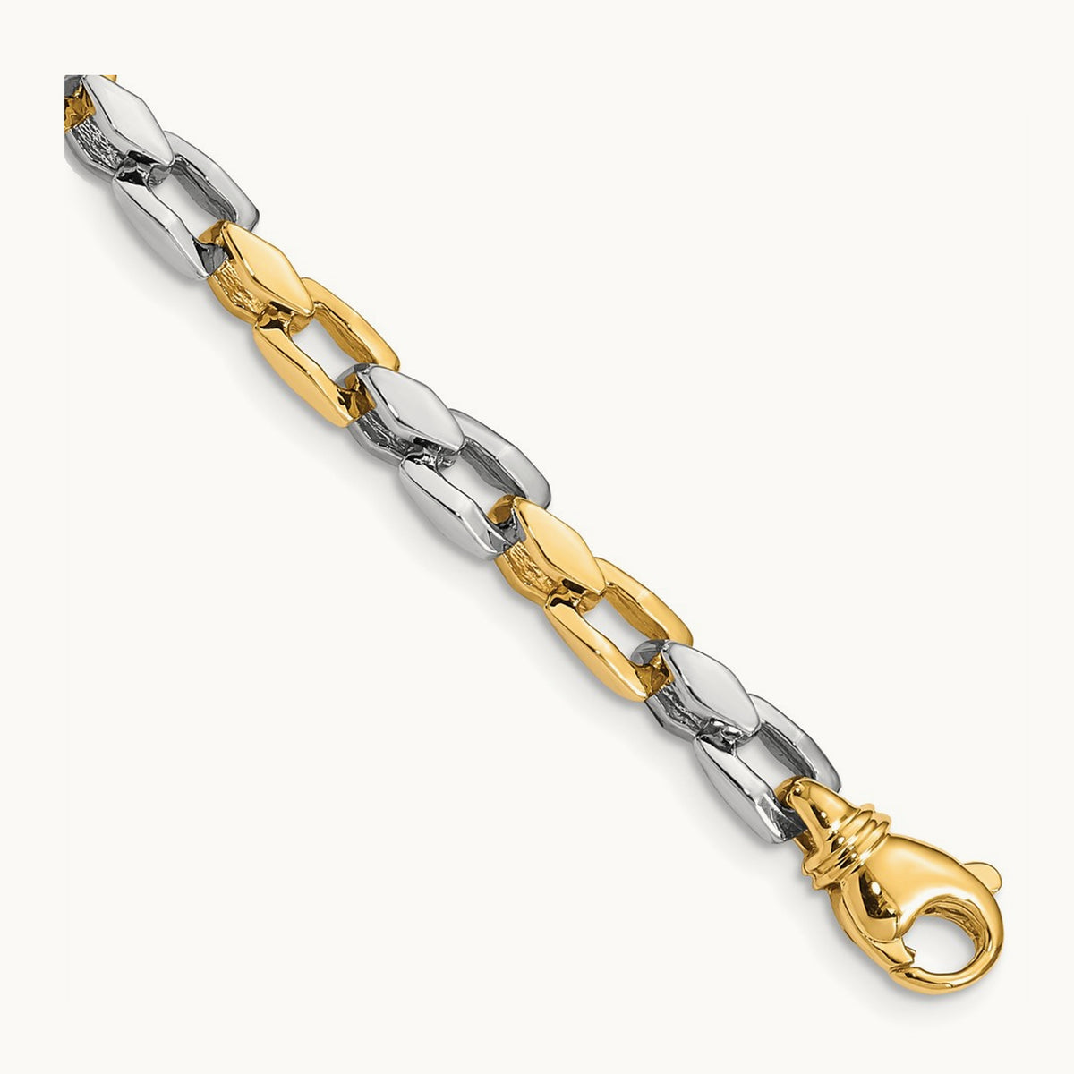 Hand-polished Fancy Link Bracelet, 4.5mm, 14K Two-tone