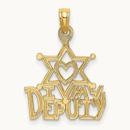 I HEART MY DEPUTY Charm, 14K