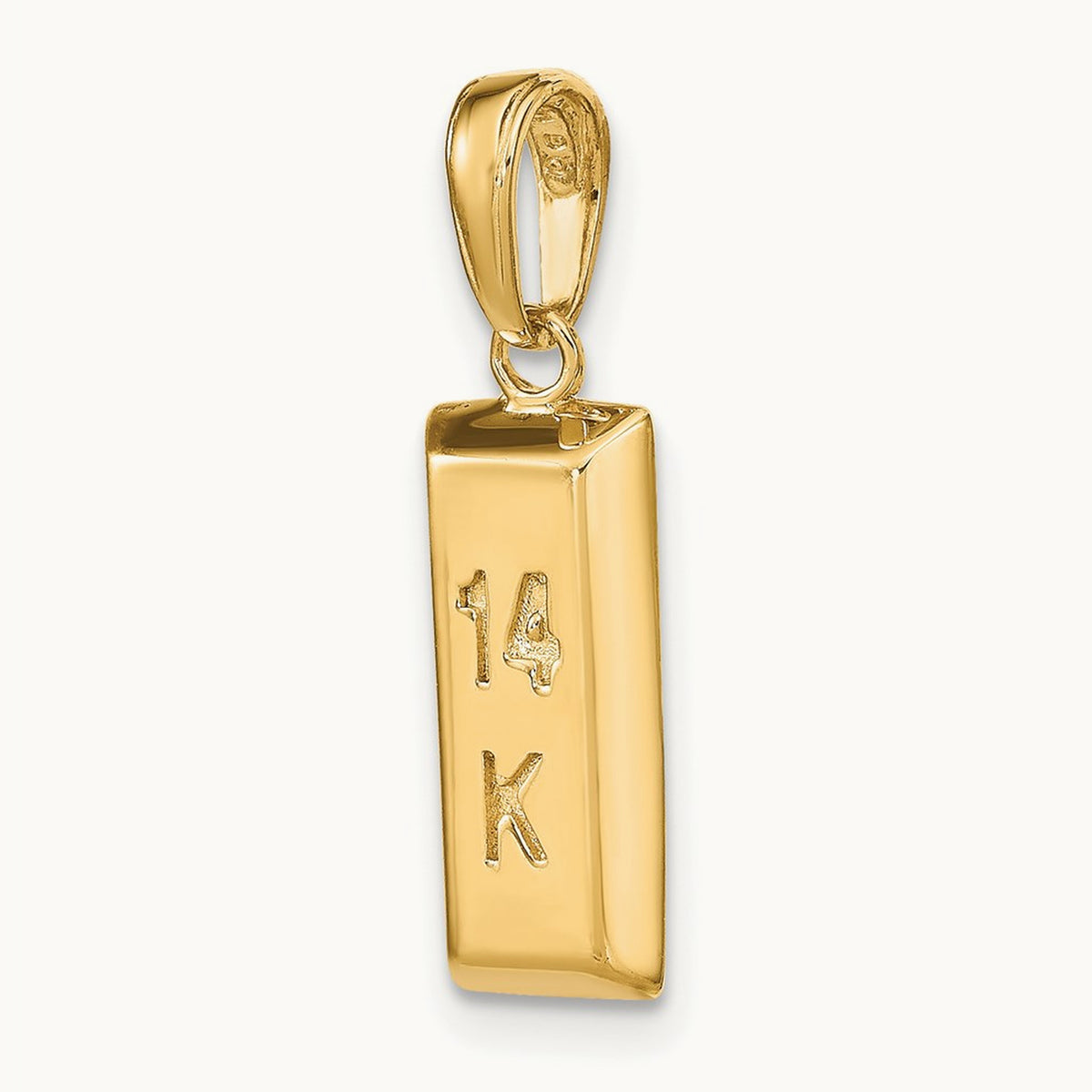 3D Gold Bar Pendant, 14K