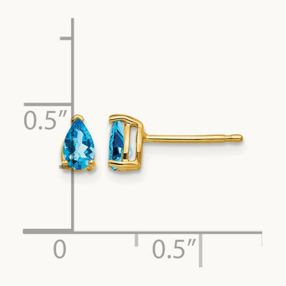 5x3mm Pear Blue Topaz Earrings, 14K
