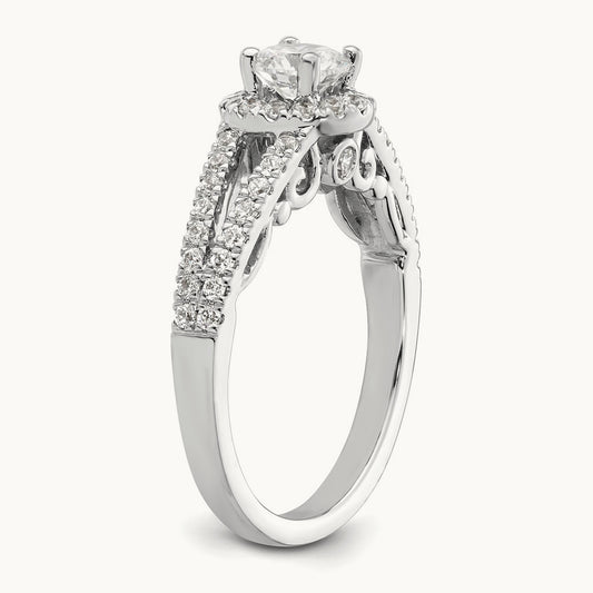 Round Halo Engagement Ring, 1.00 ct tw Lab-Grown Diamond