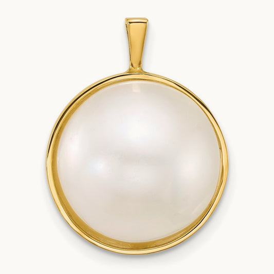 14- Saltwater Cultured Mabe Pearl Pendant, 15mm, 14K