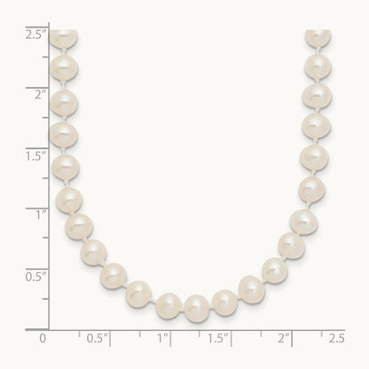 White Near Round Freshwater Cultured Pearl Necklace — 16mm