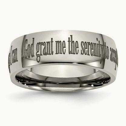 Polished Serenity Prayer Laser Design Band — photo set