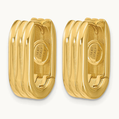 Polished / Grooved Hinged Huggie Hoop Earrings, 14K — Leslie's