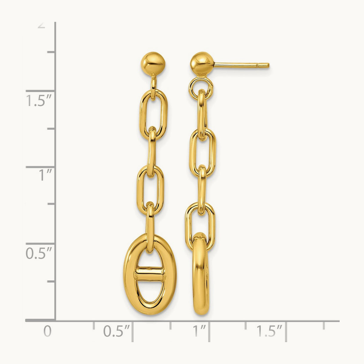 Polished Anchor Link Post Dangle Earrings, 14K — Leslie's