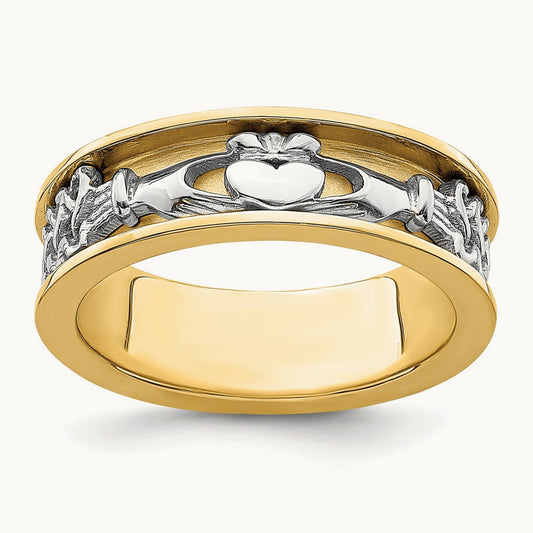 Claddagh Band, 14K Two Tone