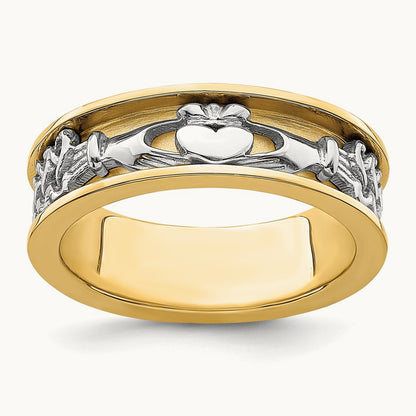 Claddagh Band, 14K Two Tone