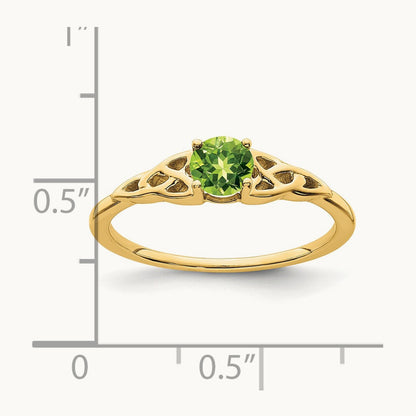 Peridot Celtic Knot Ring — 14K Yellow Gold, 7