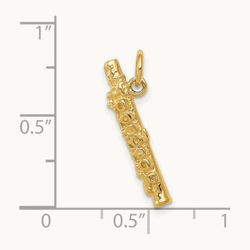 3-D Polished Flute Charm, 14K