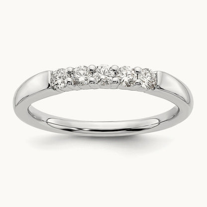 5-Stone Diamond Band, 14K White Gold