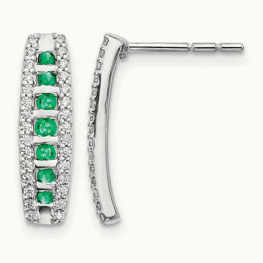 Created Emerald Post Earrings, 0.25 ct tw Lab-Grown Diamond