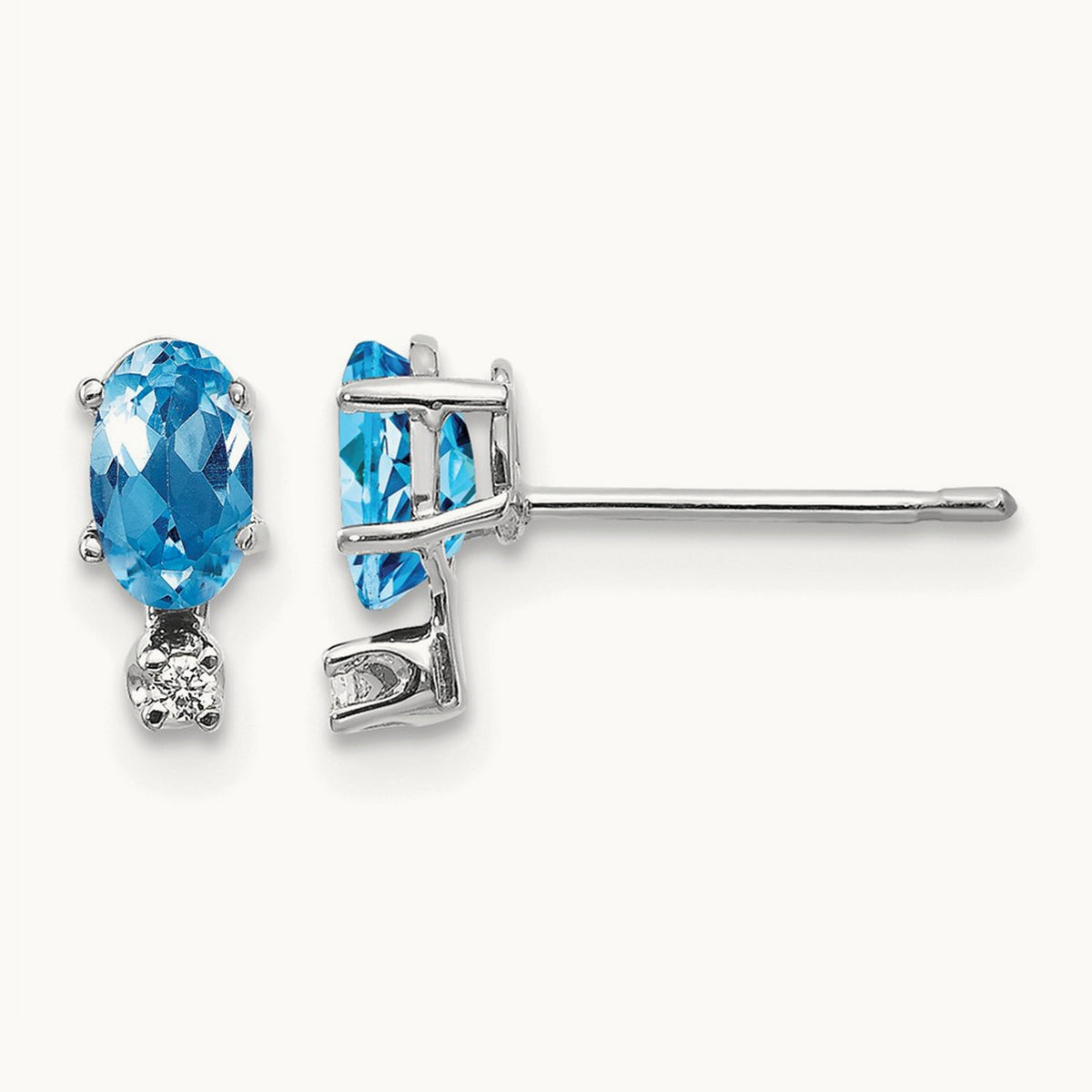 Diamond & Blue Topaz Birthstone Earrings — 14K White Gold