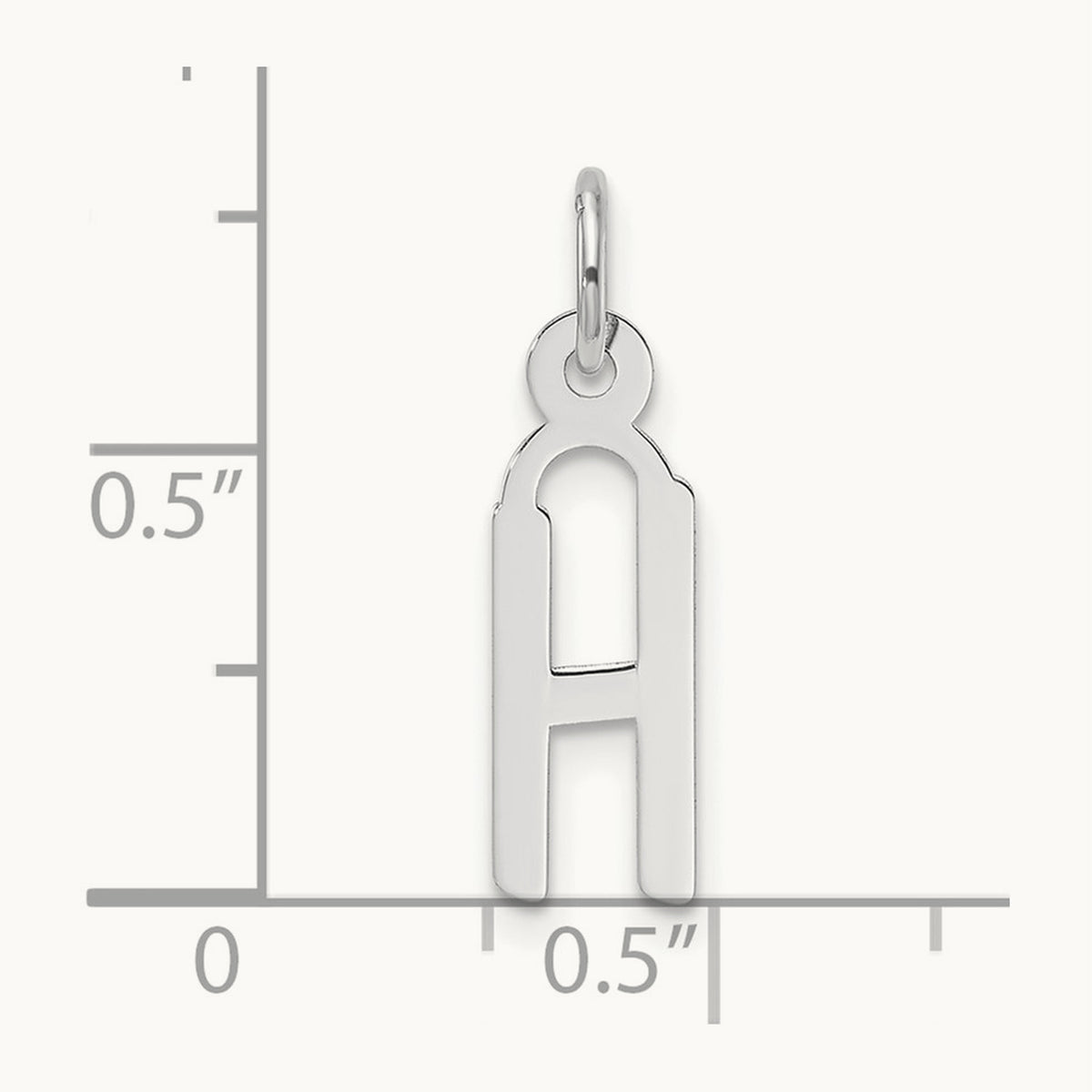 Slanted Block Initial Charm — 14K White Gold, H