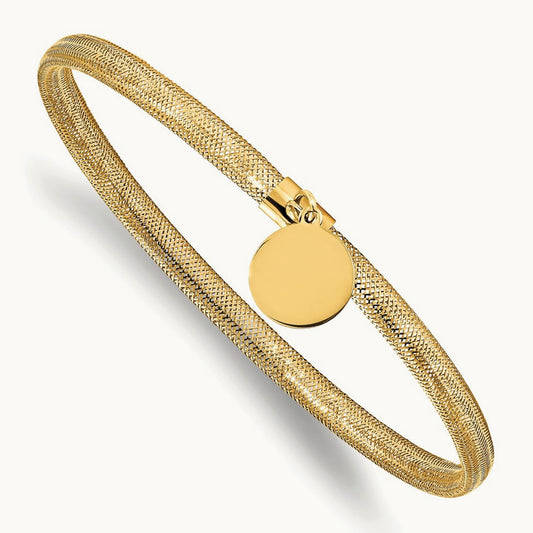 Stretch Mesh w/Dangle Charm Bracelet, 14K — Leslie's