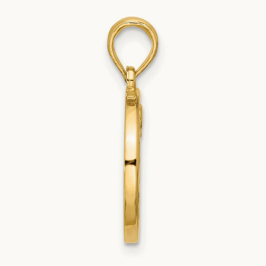 Polished Round Aries Pendant, 14K