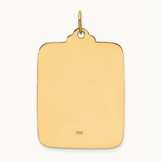 Solid Polished/Satin Large Rectangle St. Christopher Medal, 14K