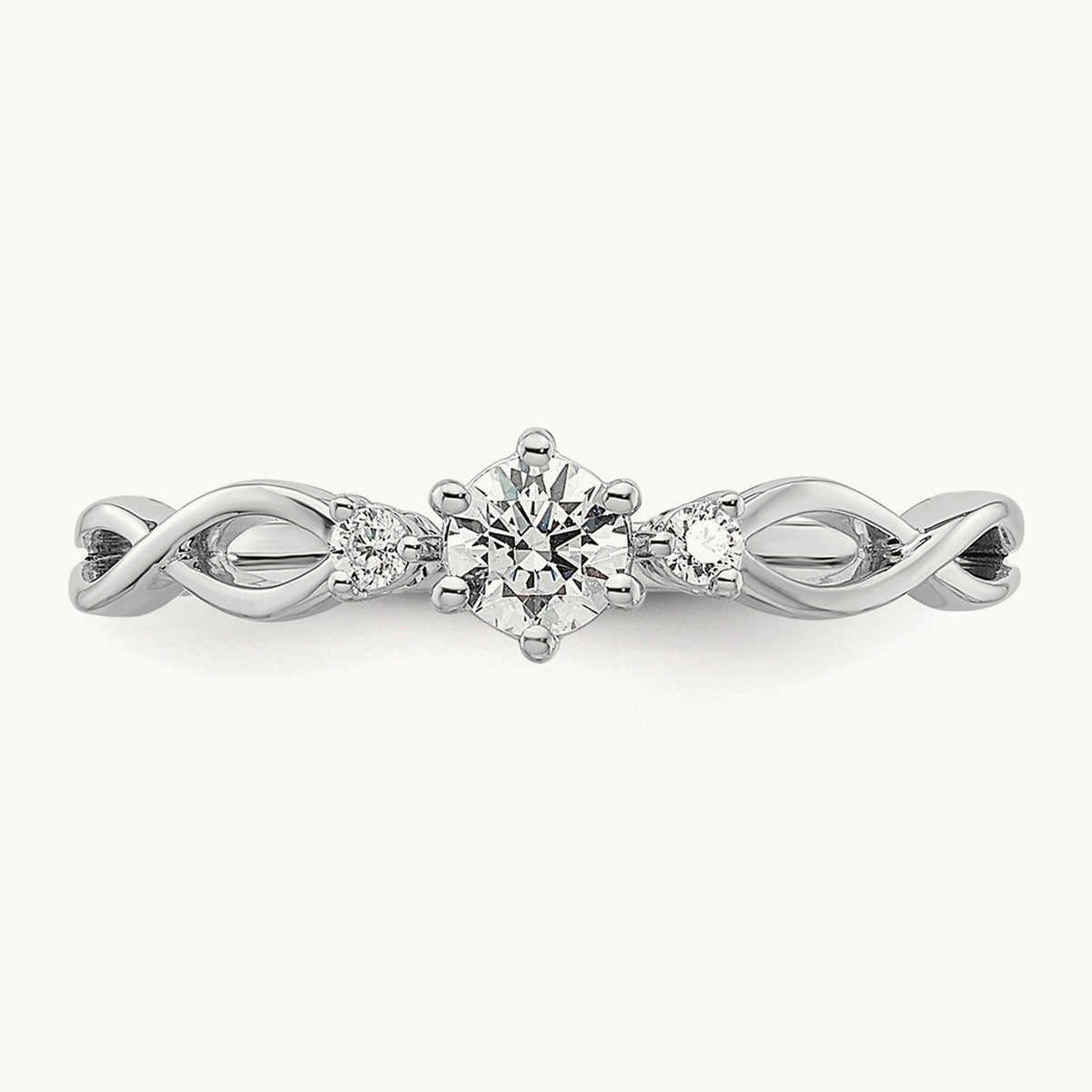 Complete Diamond 3 Stone Infinity Engagement Ring, 14K White Gold