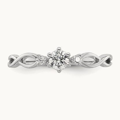 Complete Diamond 3 Stone Infinity Engagement Ring, 14K White Gold