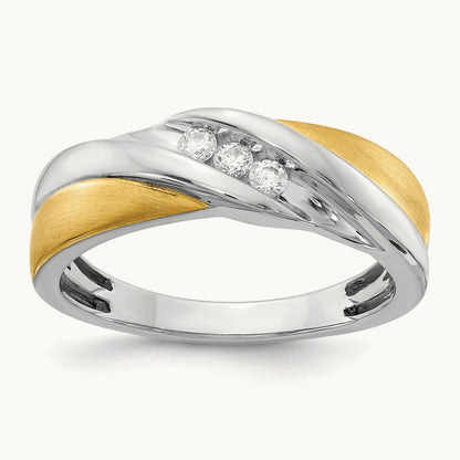 Diamond Men's Ring, 14K White with Yellow Gold