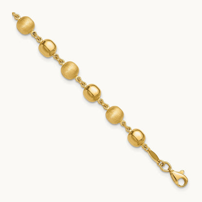 Polished and Satin Puffed Circles Bracelet, 14K