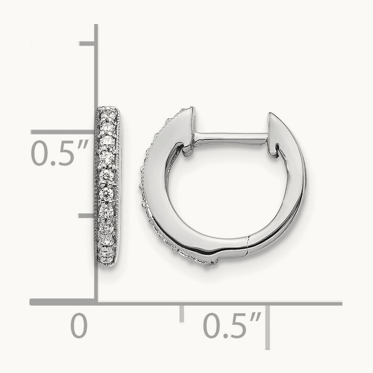 Diamond Hinged Hoop Earrings — 14K White Gold