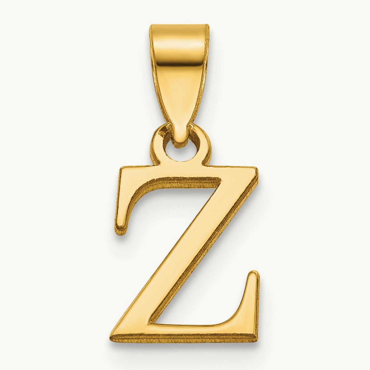 Polished Block Initial Pendant — 14K Yellow Gold, Z