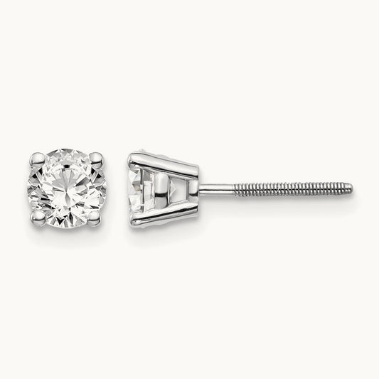 .95ct VS2/SI1 G-I Diamond Stud Thread on/off Post Earrings, 14K White Gold