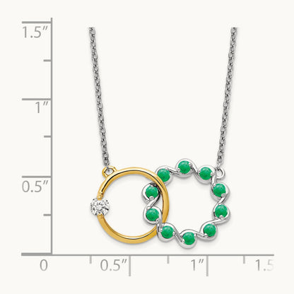 Emerald and Diamond 18in. Circles Necklace, 14K Two-tone