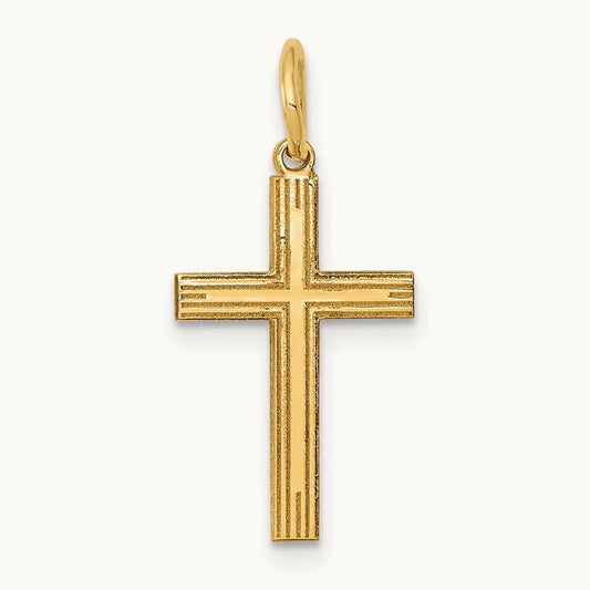 Laser Designed Cross Charm, 14K