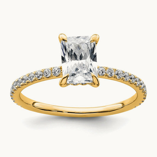 Radiant with Flair Engagement Ring, 1.25-2.25 ct tw Lab-Grown Diamond — 1 1/3 ct, VS (Best), 14K Yellow Gold
